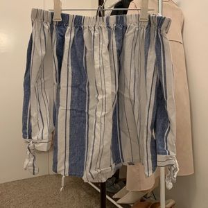 Off Shoulder Chambray Striped Top